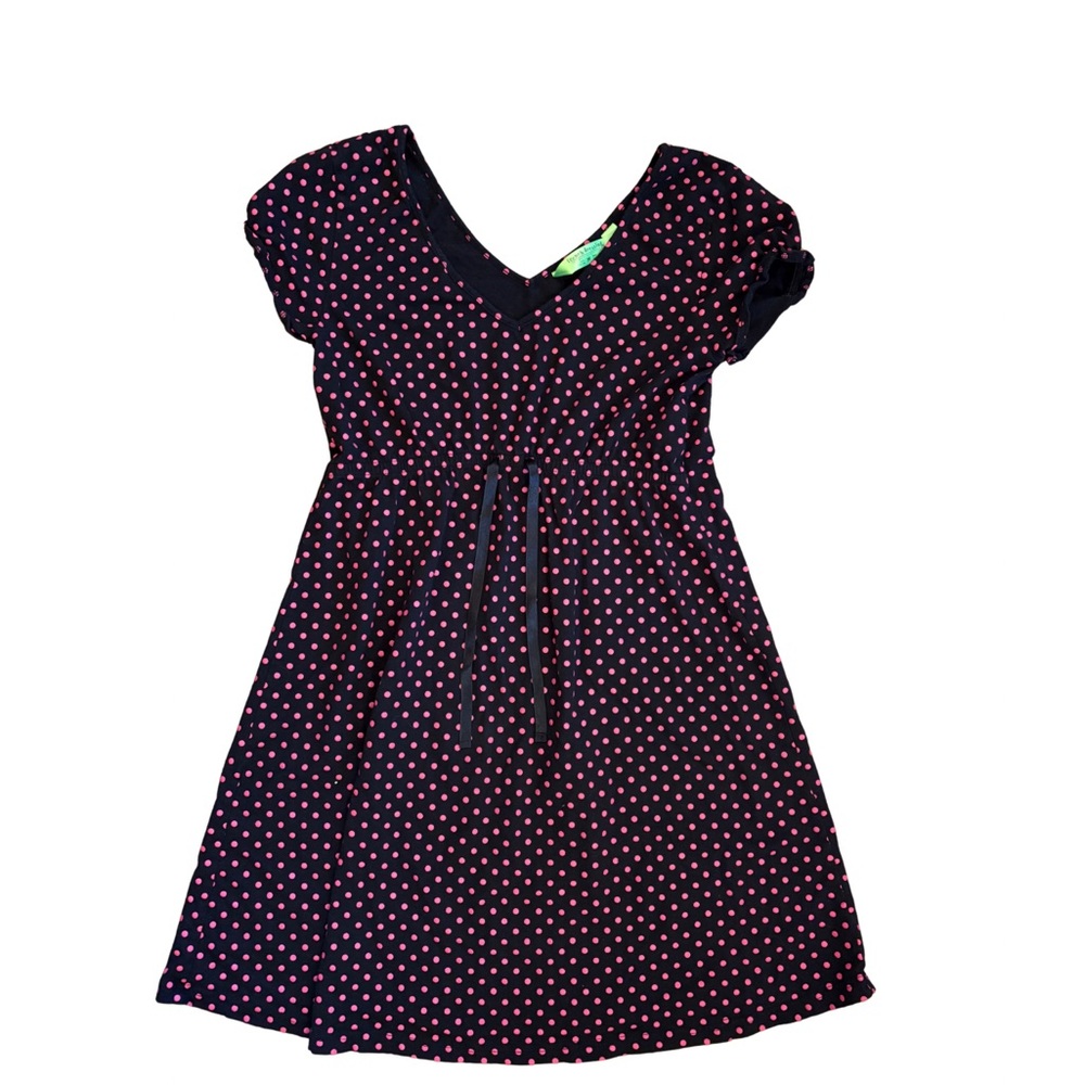 French Dressing Black & Pink Polka Dot Mini Dress